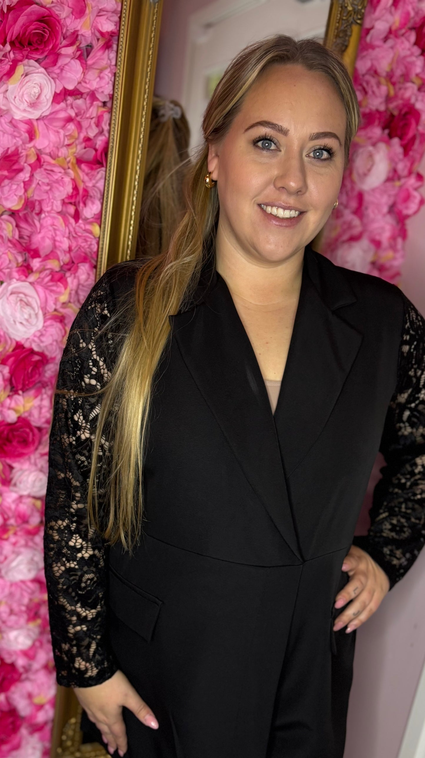 Jumpsuite/Jurk Kant Zwart Plus Size tot maat 46-48