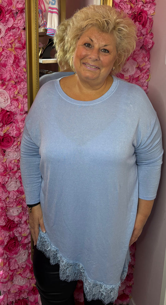 Tuniek Mia Kant Licht Blauw Maat 46 t/m 54