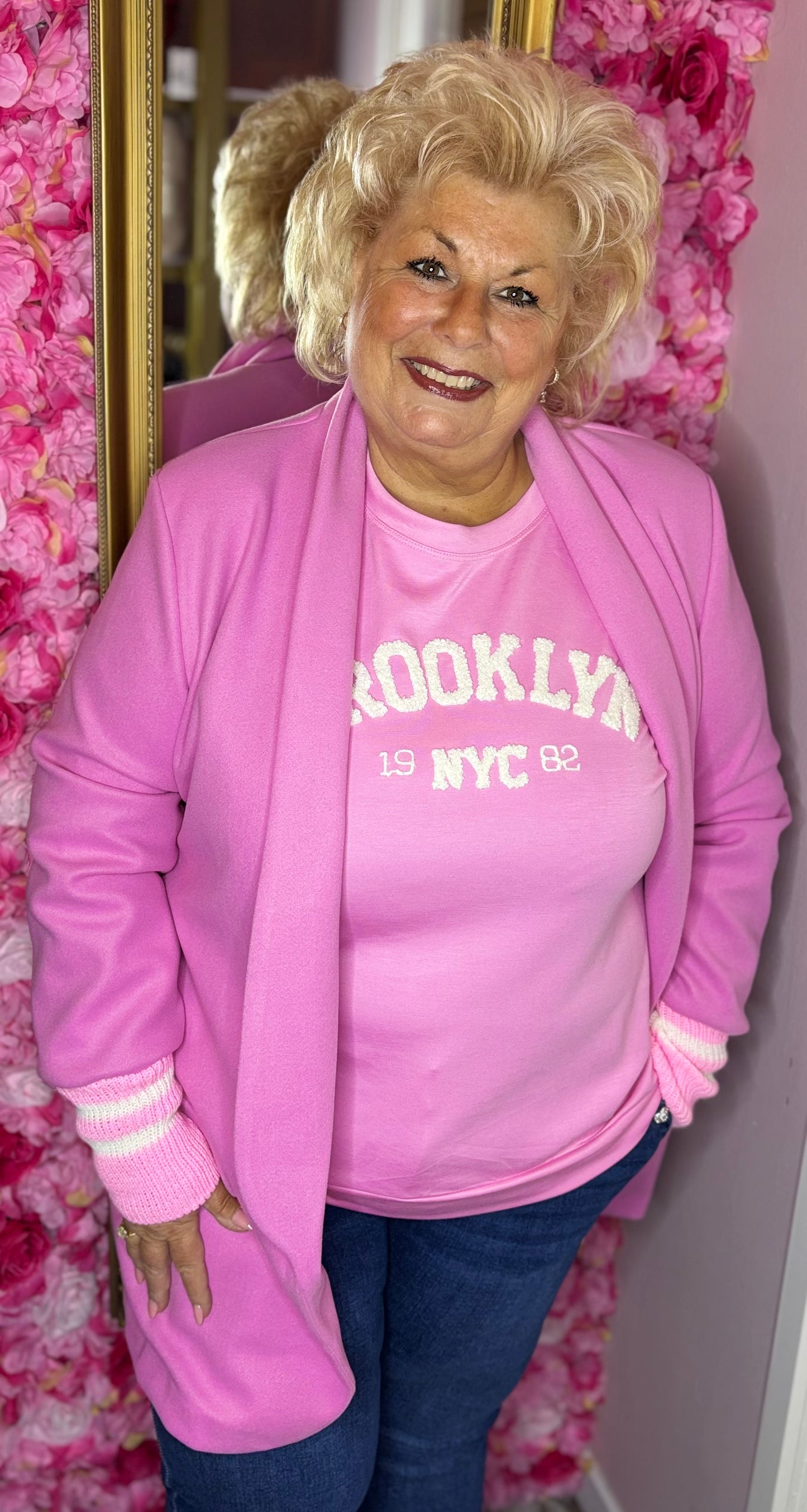 Tussenjas/Vest Baseball Chique Barbie Roze Plus Size Maat 44 t/m 50