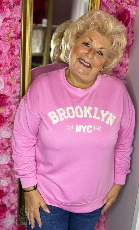 Trui Brooklyn Roze Plus Size Maat 44 t/m 52