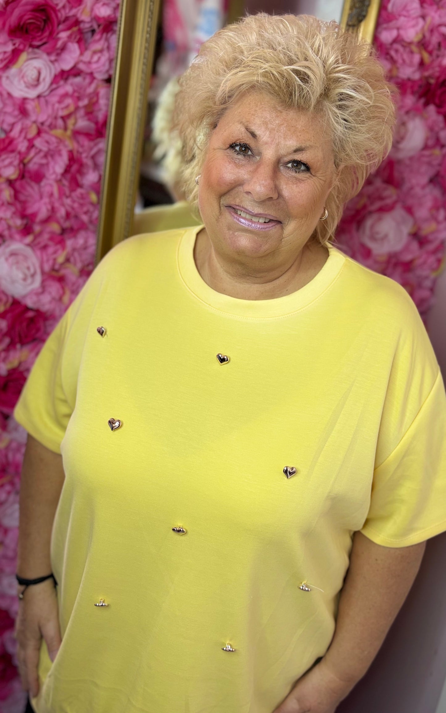 T-shirt Heart Geel Plus Size Maat 48 t/m 54