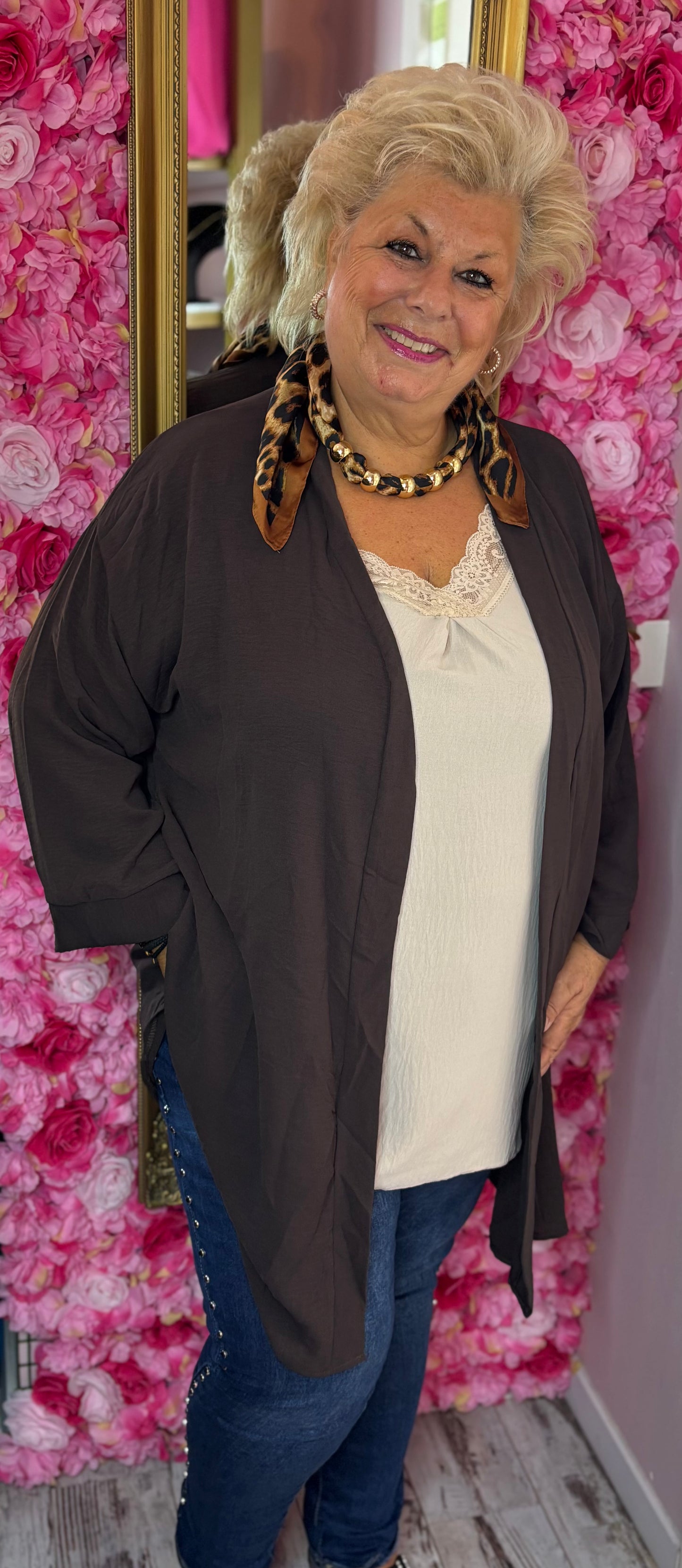 Kimono Versa Bruin Plus size Maat 48 t/m 54-56