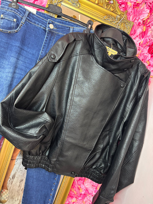Jacket Leather Look Zwart Plus Size tot maat 48