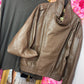 Jacket Leather Look Bruin Plus Size tot maat 48