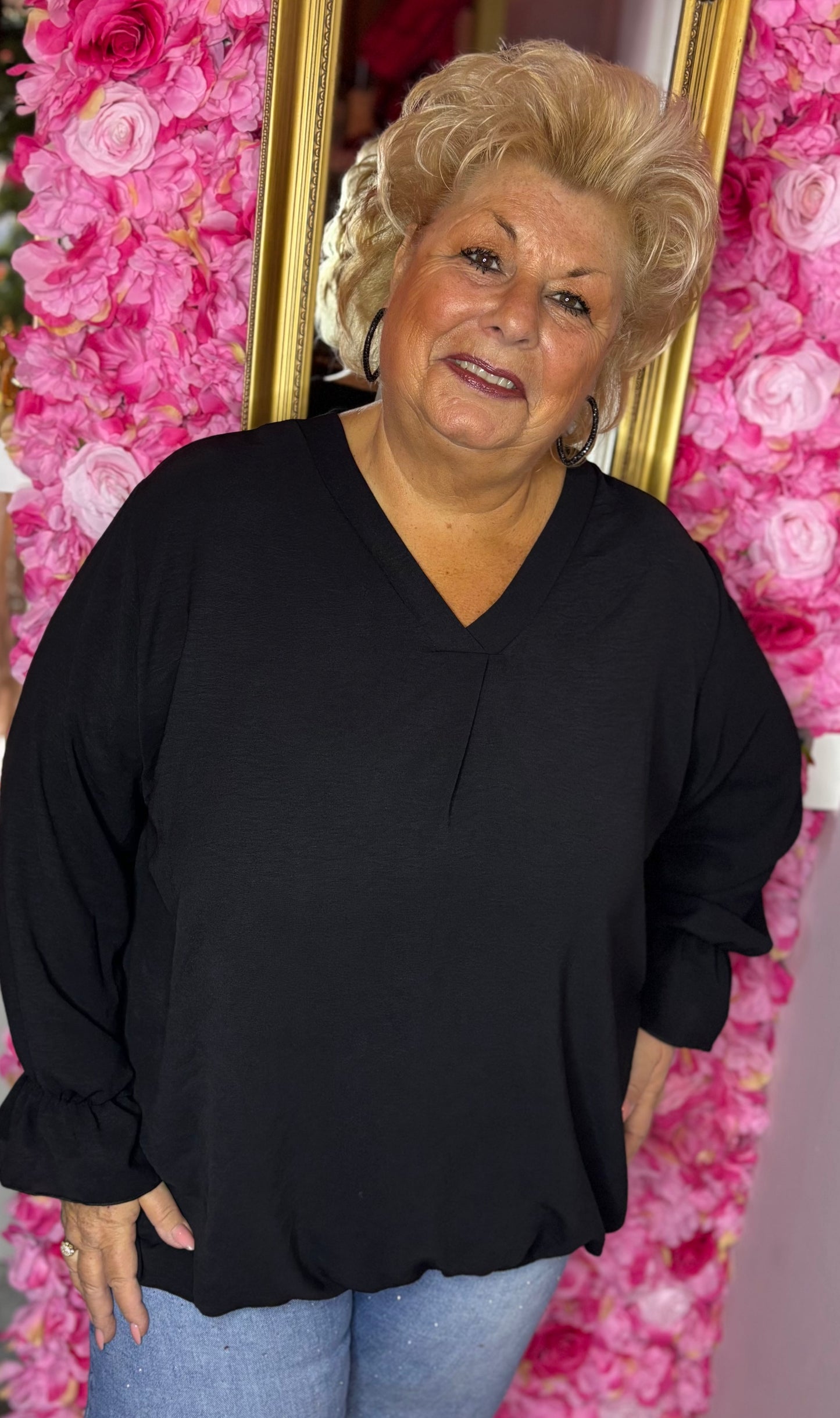 Blouse Baloon Zwart Plus Size maat 48 t/m 54