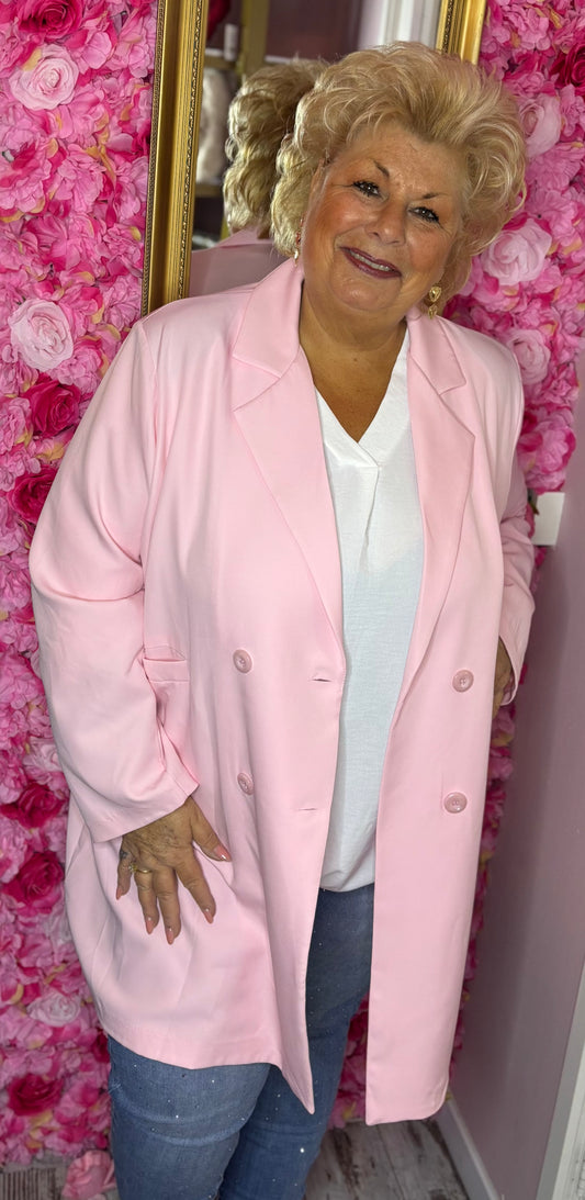 Colbert Lang Licht Roze Plus size Maat 52 t/m 58-60