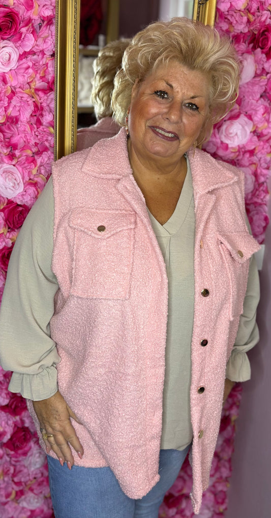 Gilet Boucle Roze XXL Plus Size Maat 50 t/m 58