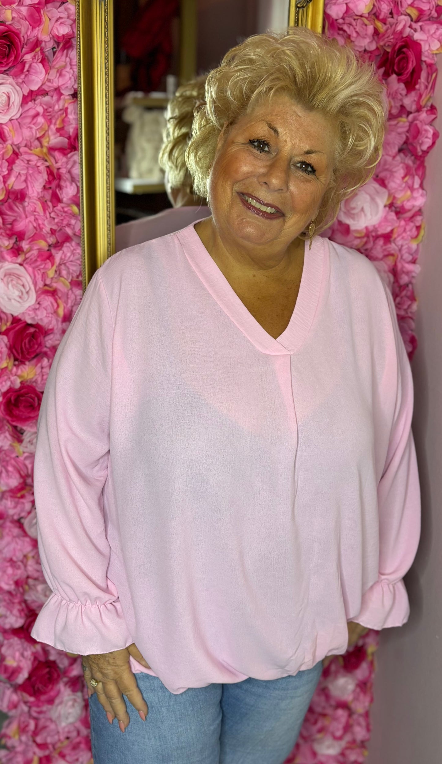 Blouse Baloon Licht Roze Plus Size maat 48 t/m 54