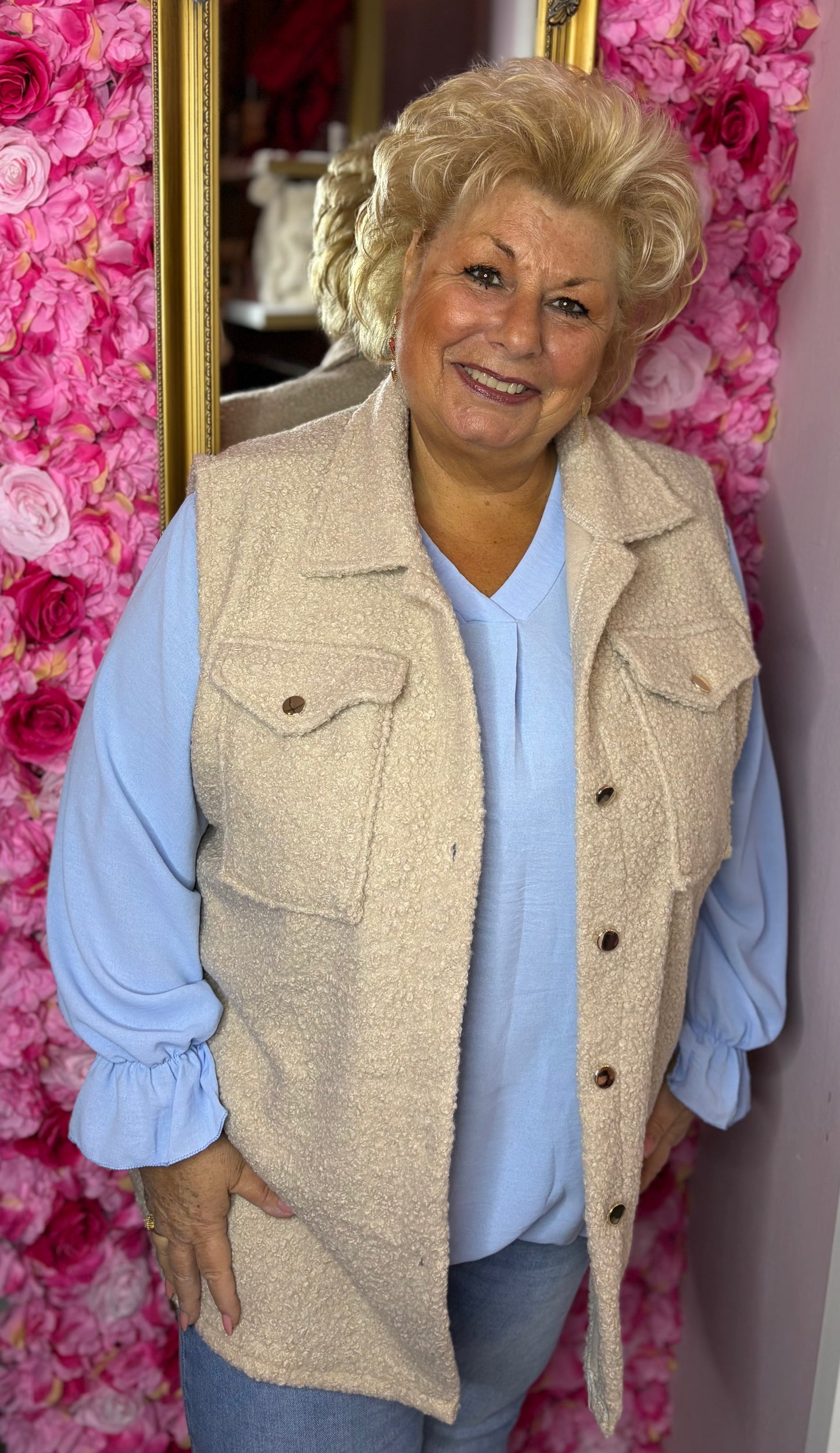 Blouse Baloon Licht Blauw Plus Size maat 48 t/m 54