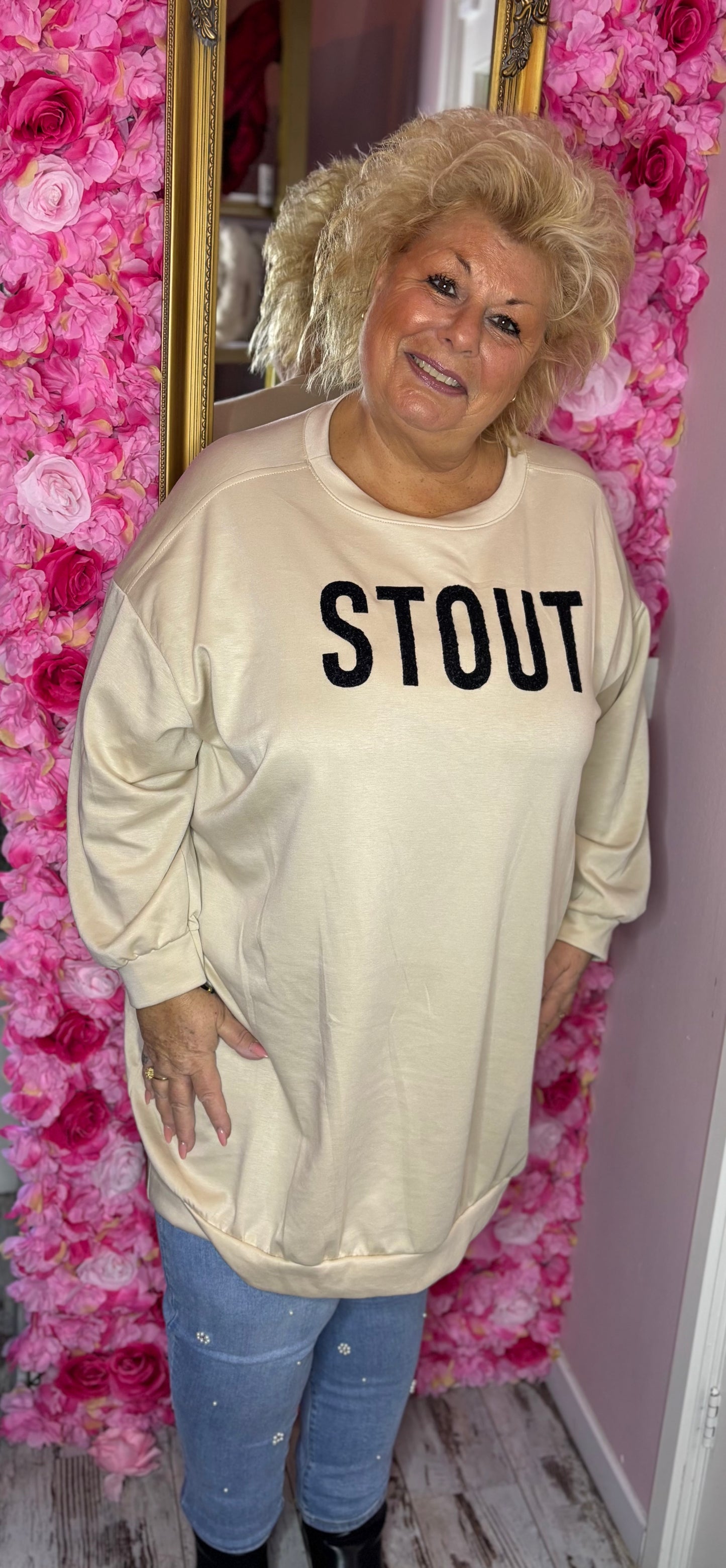 Trui Stout Beige Plus Size Maat 50 t/m 58