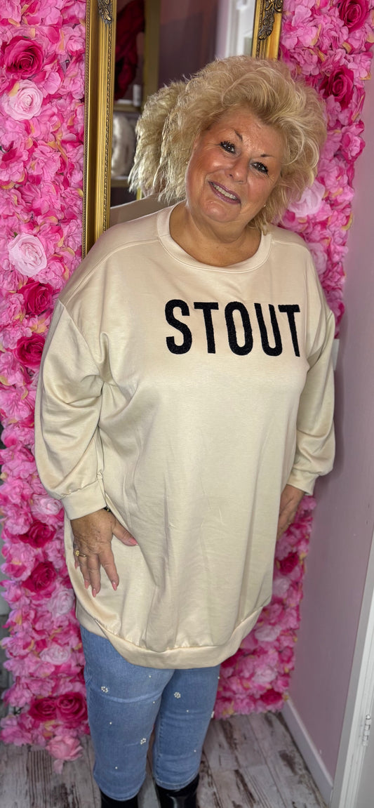 Trui Stout Beige Plus Size Maat 50 t/m 58
