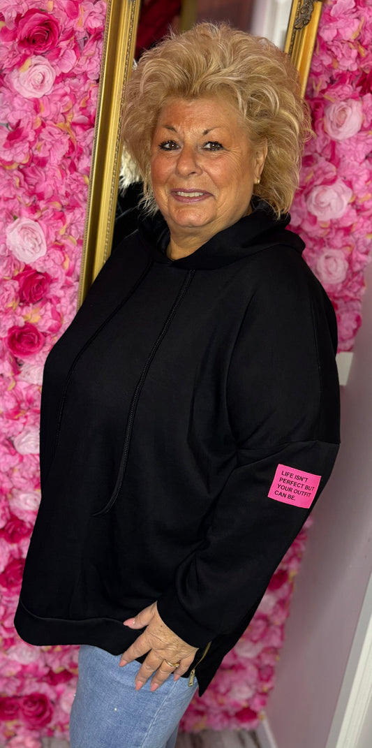 Hoodie Perfect Zwart Plus Size Maat 46 t/m 54