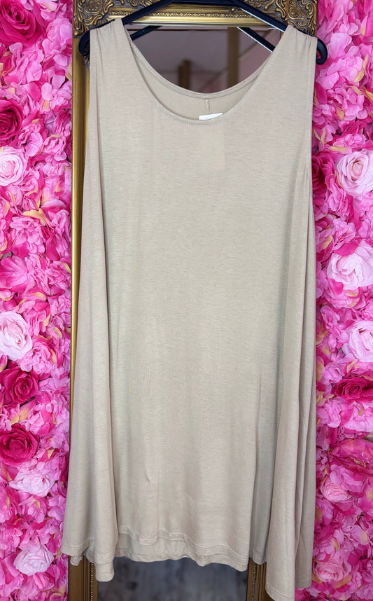 Top Viscose Lang Beige Plus Size Maat 46 t/m 54-56