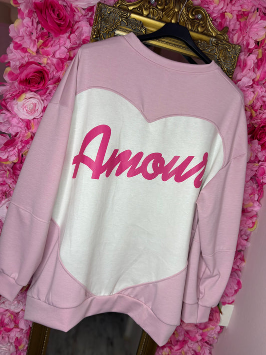 Trui Amour Roze-Roze Plus Size Maat 44 t/m 50