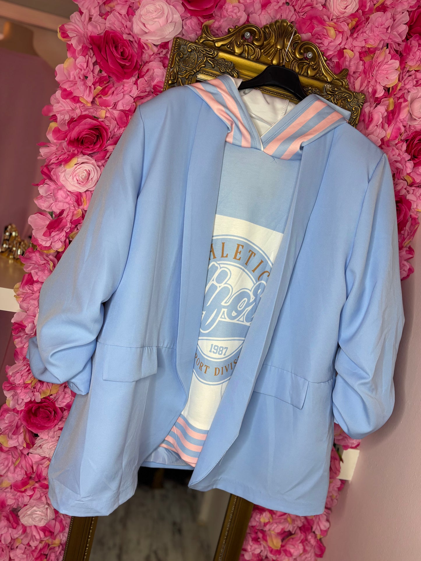 Blazer Basic Licht Blauw Plus Size Maat 44 t/m 50