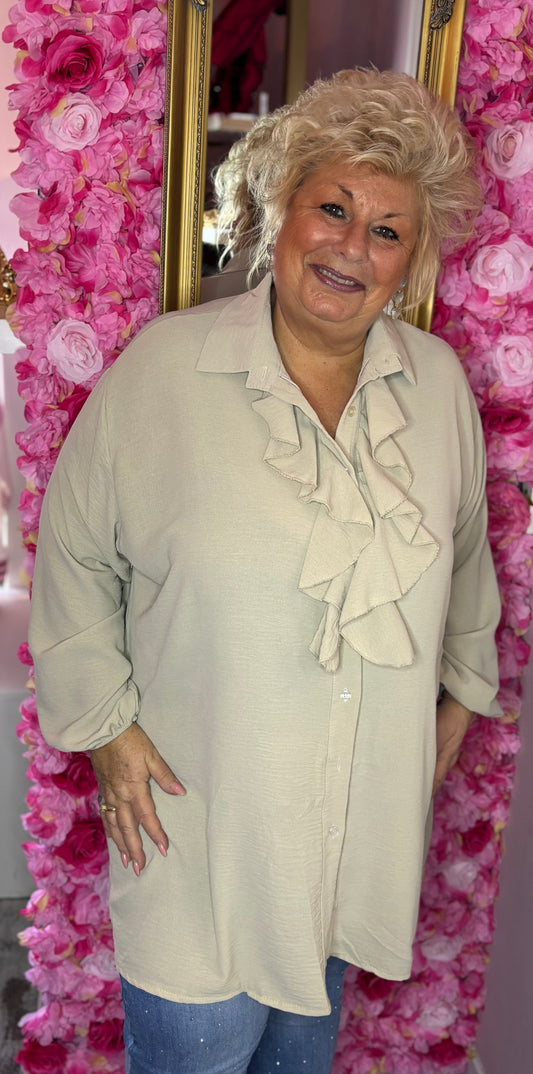 Blouse Bri Beige Plus Size maat 48 t/m 56