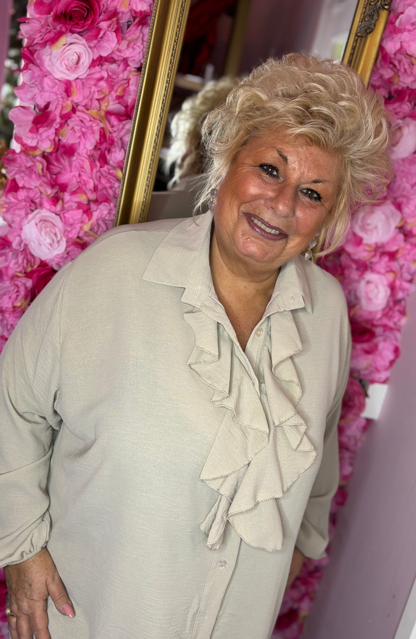 Blouse Bri Beige Plus Size maat 48 t/m 56