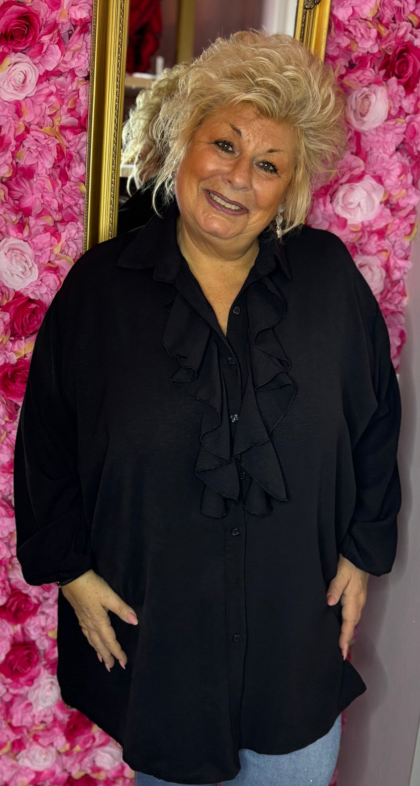 Blouse Bri Zwart Plus Size maat 48 t/m 56