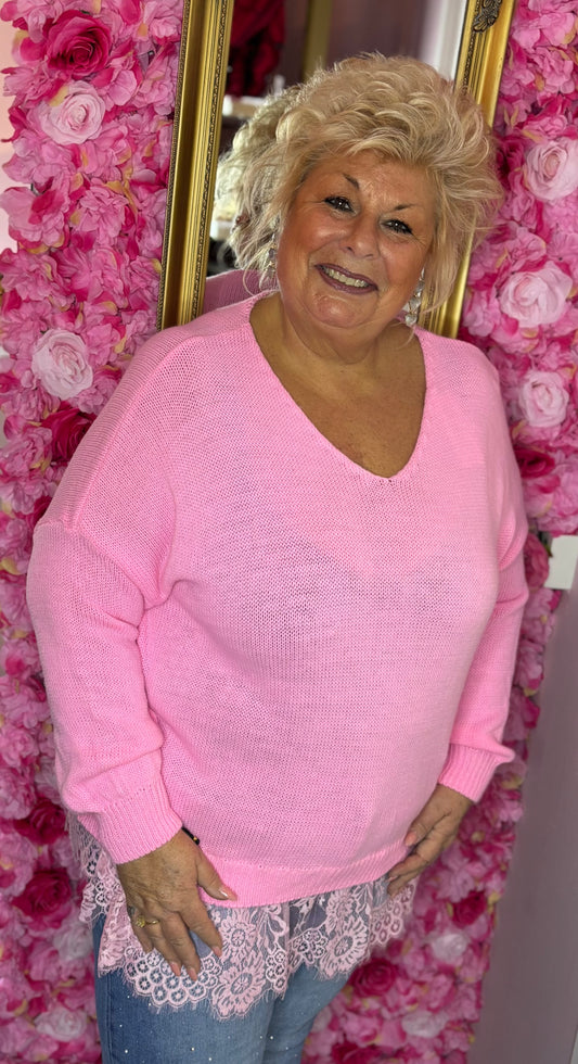 Trui Kant Roze Plus Size Maat 44 t/m 52