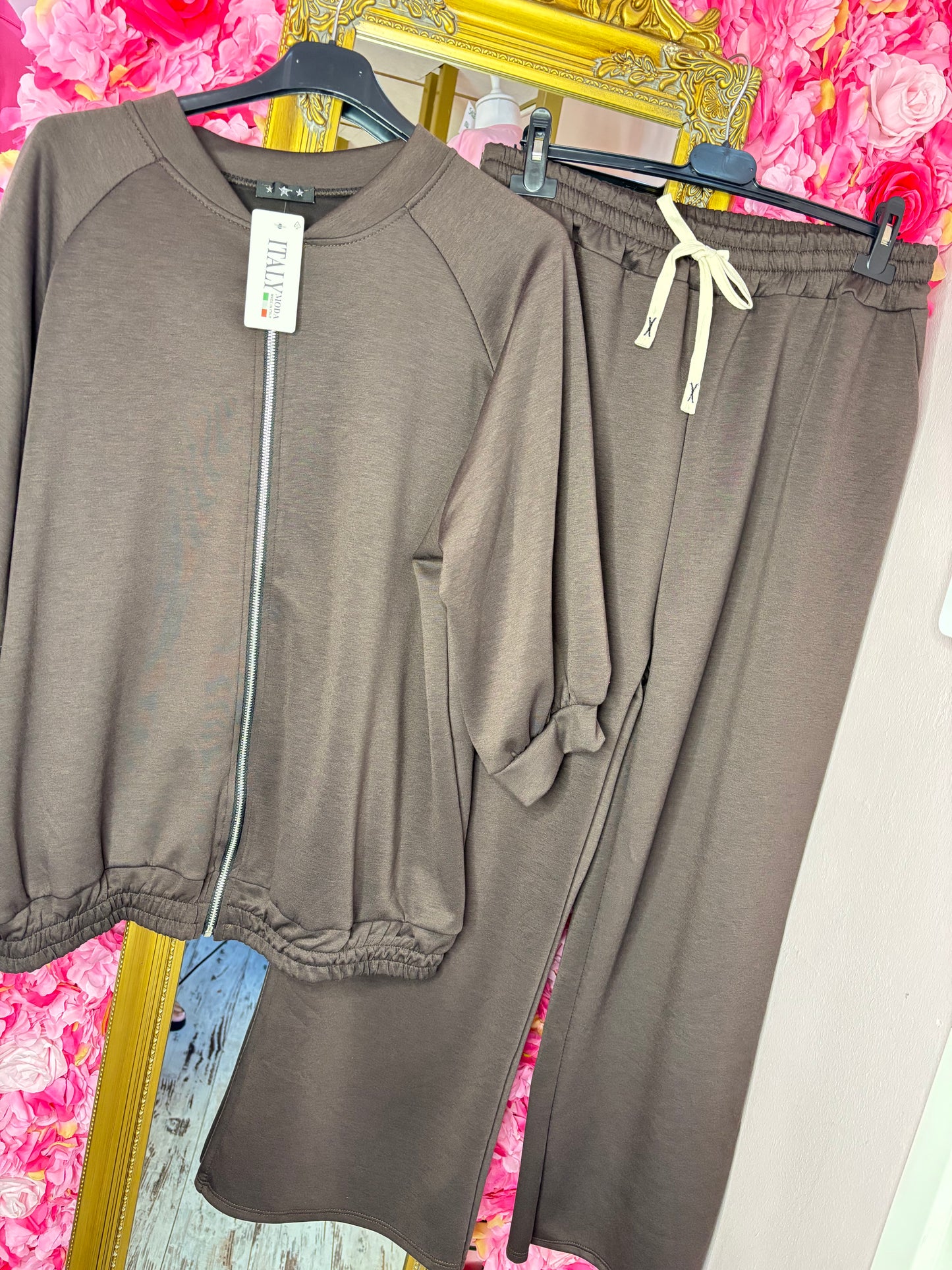 Comfy Set Cozy Zip Bruin Plus Size maat 46 t/m 50