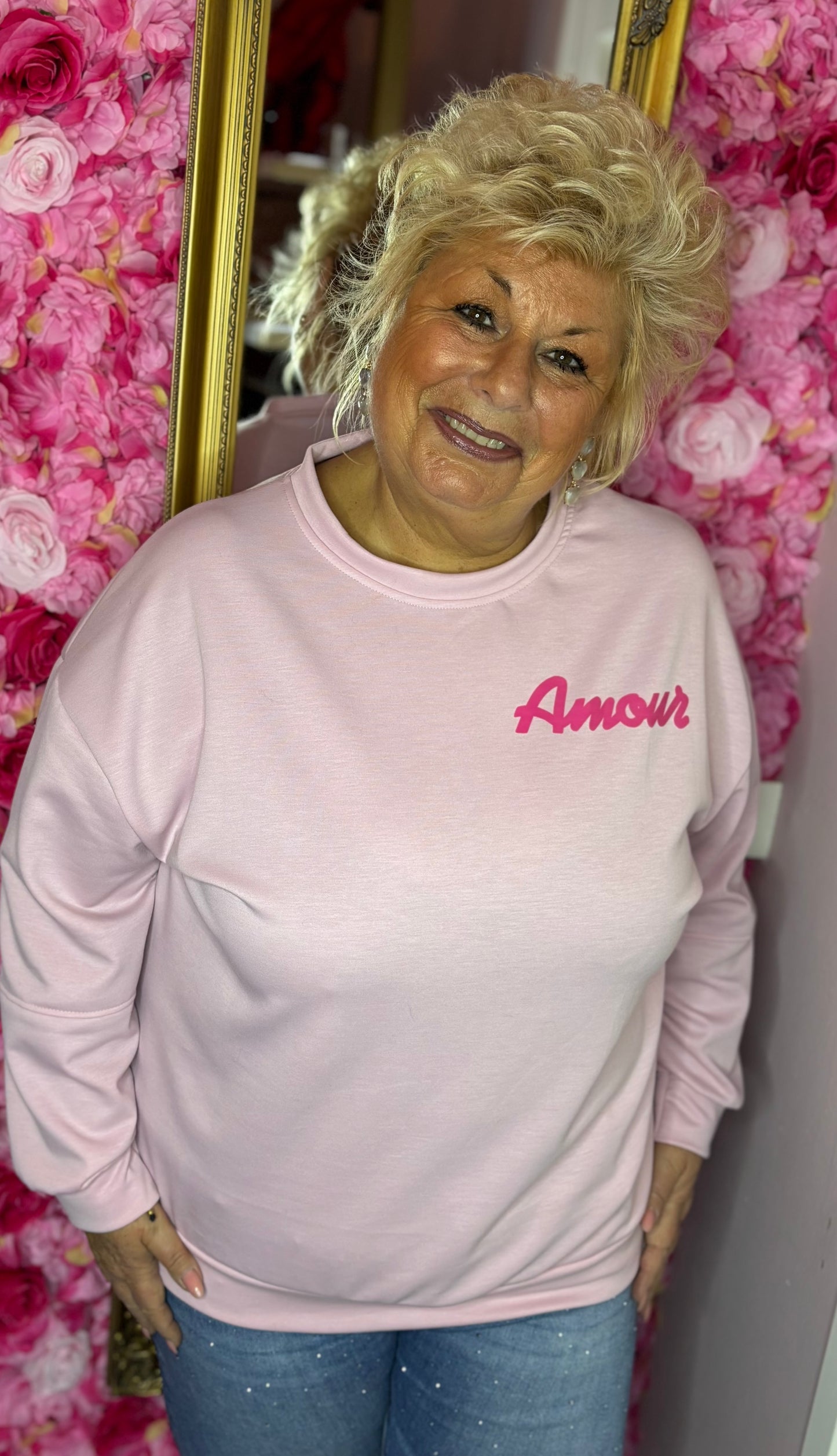 Trui Amour Roze-Roze Plus Size Maat 44 t/m 50