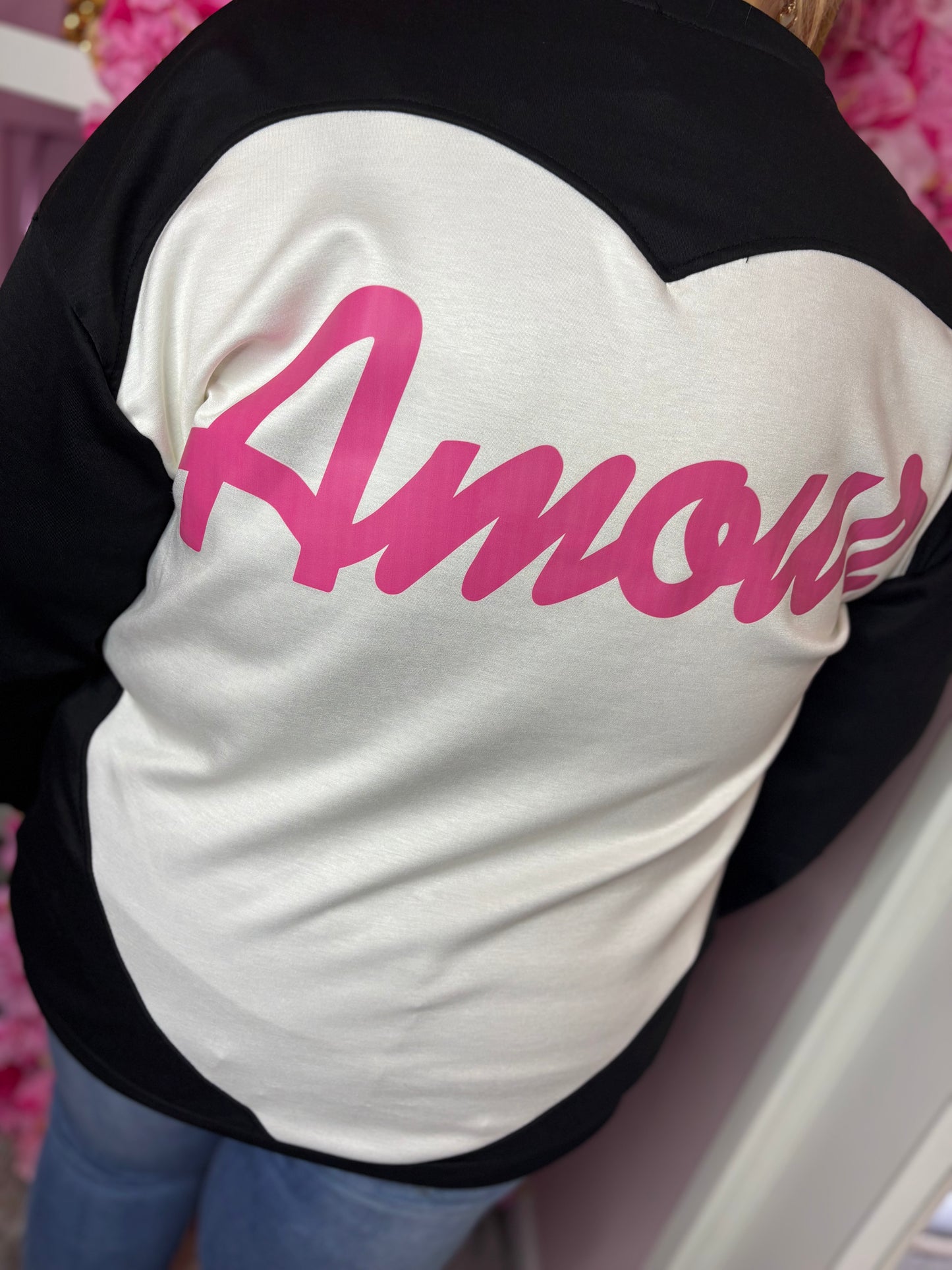 Trui Amour Zwart-Roze Plus Size Maat 44 t/m 50