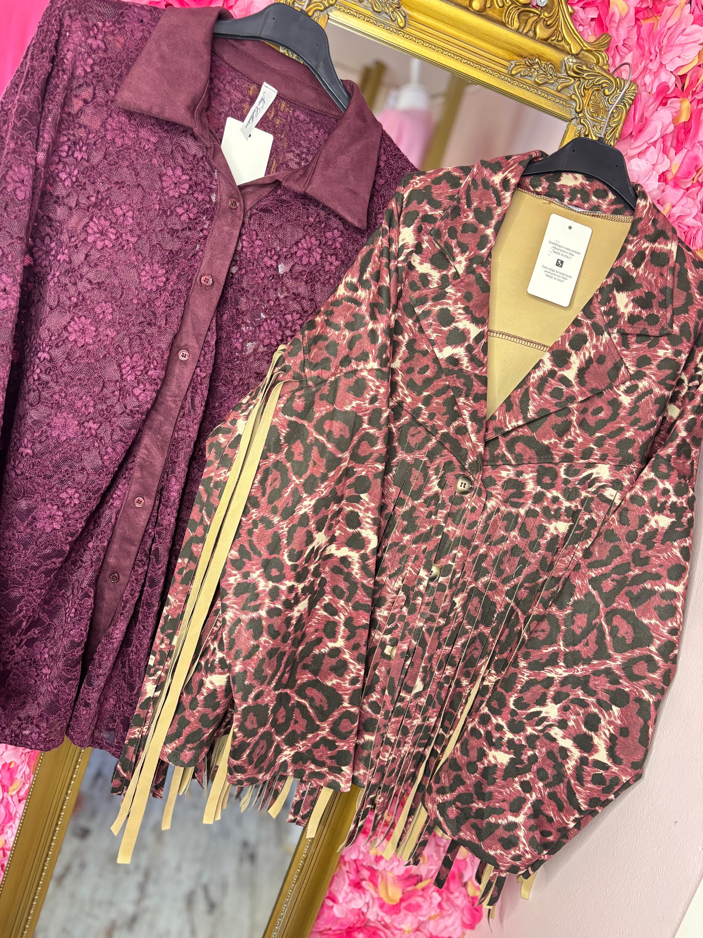 Jacket Suedine Panter Fringe Bordeaux Plus Size maat 44 t/m 50