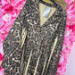 Jacket Suedine Panter Fringe Bruin Plus Size maat 44 t/m 50
