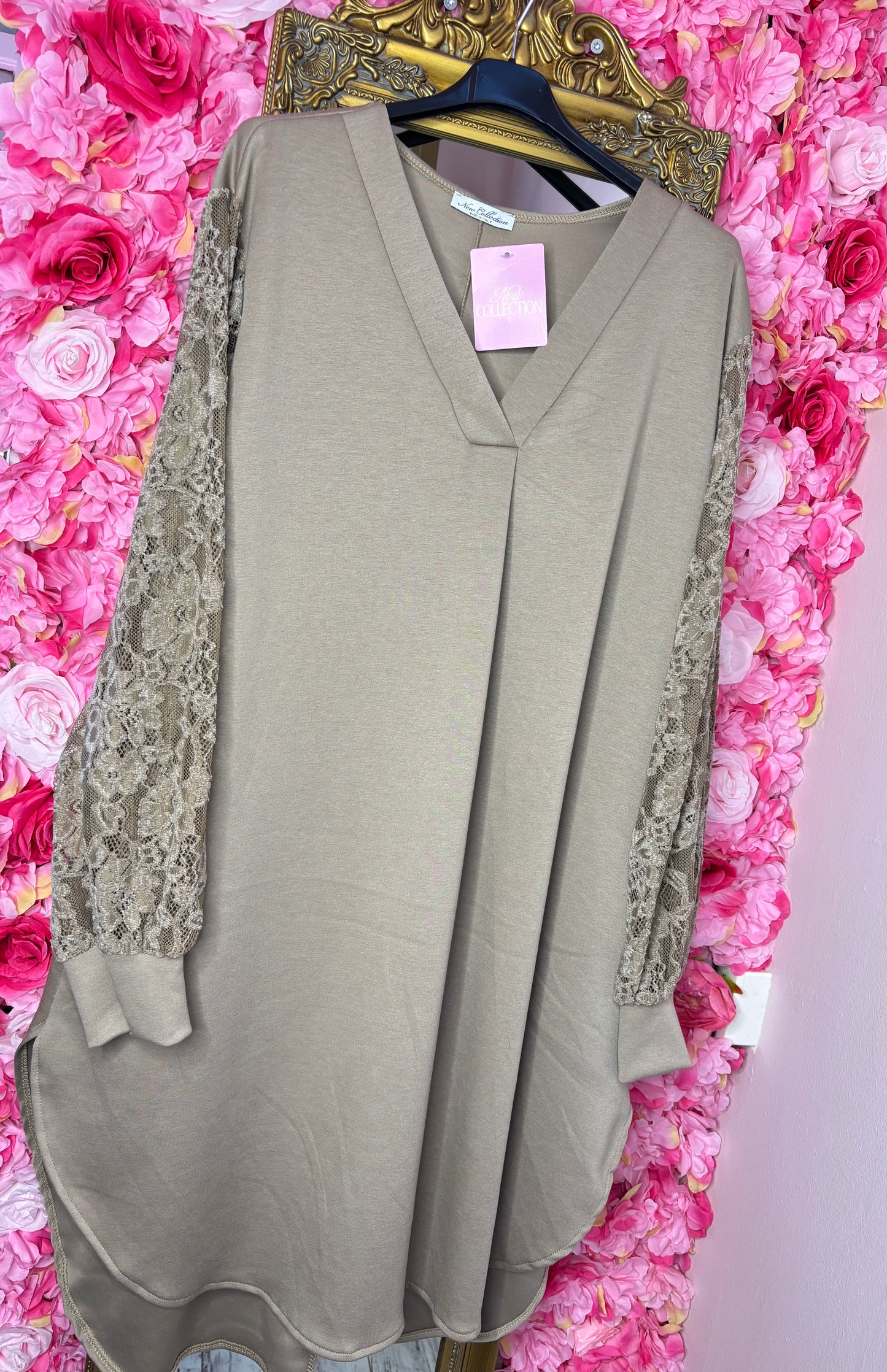 Tuniek Luna Lace Taupe Plus Size Maat 48 t/m 52