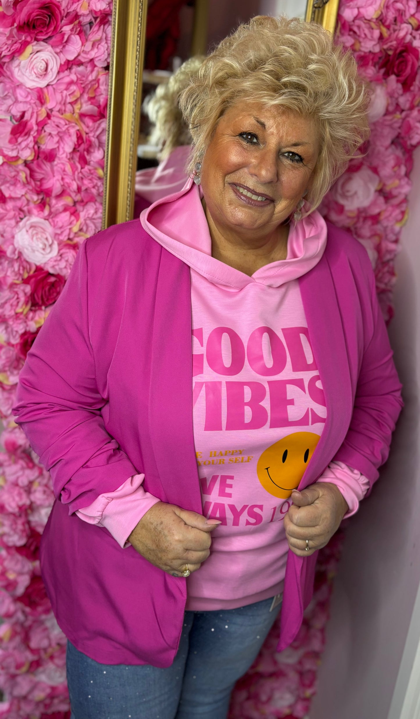 Blazer Basic Fuchsia Plus Size Maat 44 t/m 50