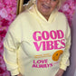 Hoodie Good Vibes Geel Plus Size Maat 44 t/m 50