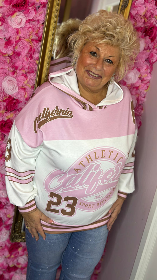 Hoodie California Roze Plus Size Maat 44 t/m 52