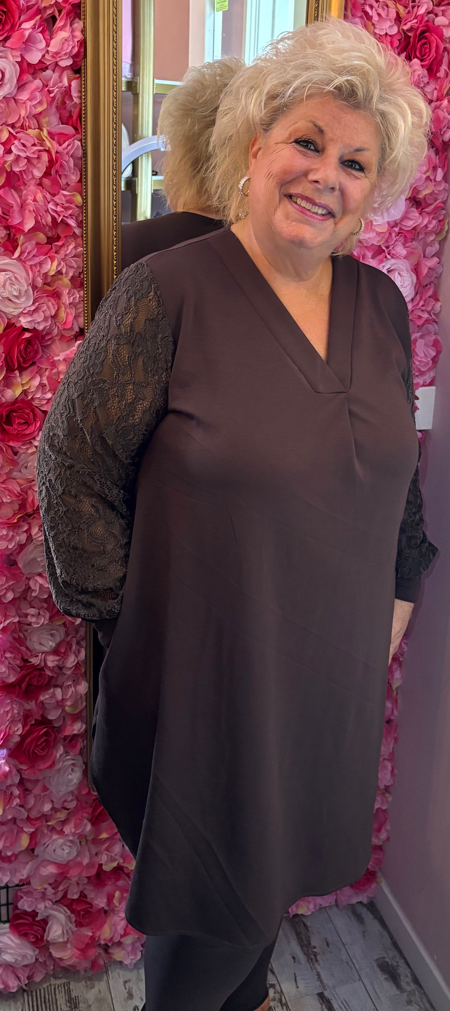 Tuniek Luna Lace Bruin Plus Size Maat 48 t/m 52