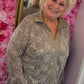 Blouse Lace velvet Taupe Plus Size Maat 46 t/m 52