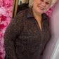 Blouse Lace velvet Bruin Plus Size Maat 46 t/m 52