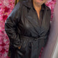 Trenchcoat Leather Look Bruin Plus Size maat 48 t/m 52