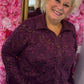 Blouse Lace velvet Bordeaux Plus Size Maat 46 t/m 52