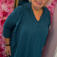 Blouse Balloon Chic Petrol Plus Size maat 48 t/m 54