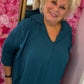 Blouse Balloon Chic Petrol Plus Size maat 48 t/m 54