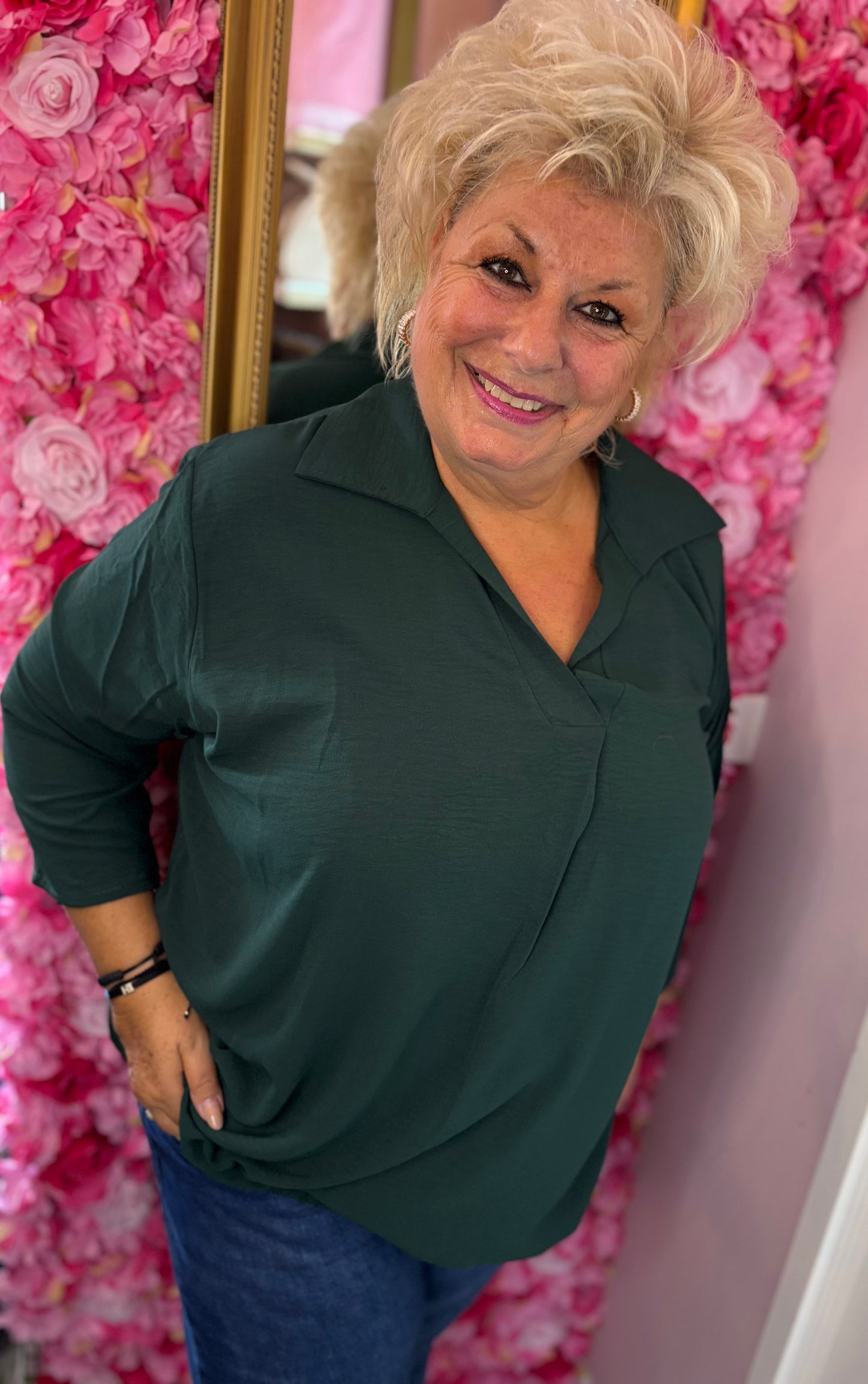 Blouse Balloon Chic Groen Plus Size maat 48 t/m 54