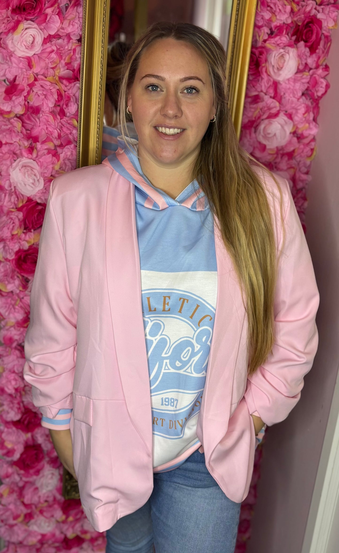 Blazer Basic Licht Roze Plus Size Maat 44 t/m 50