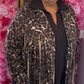 Jacket Suedine Panter Fringe Bruin Plus Size maat 44 t/m 50