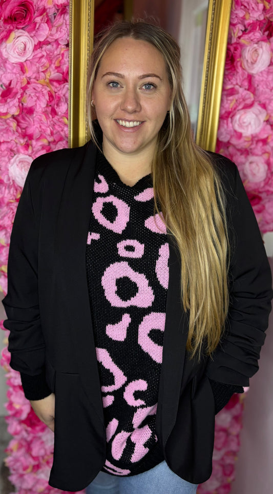 Blazer Basic Zwart Plus Size Maat 44 t/m 50