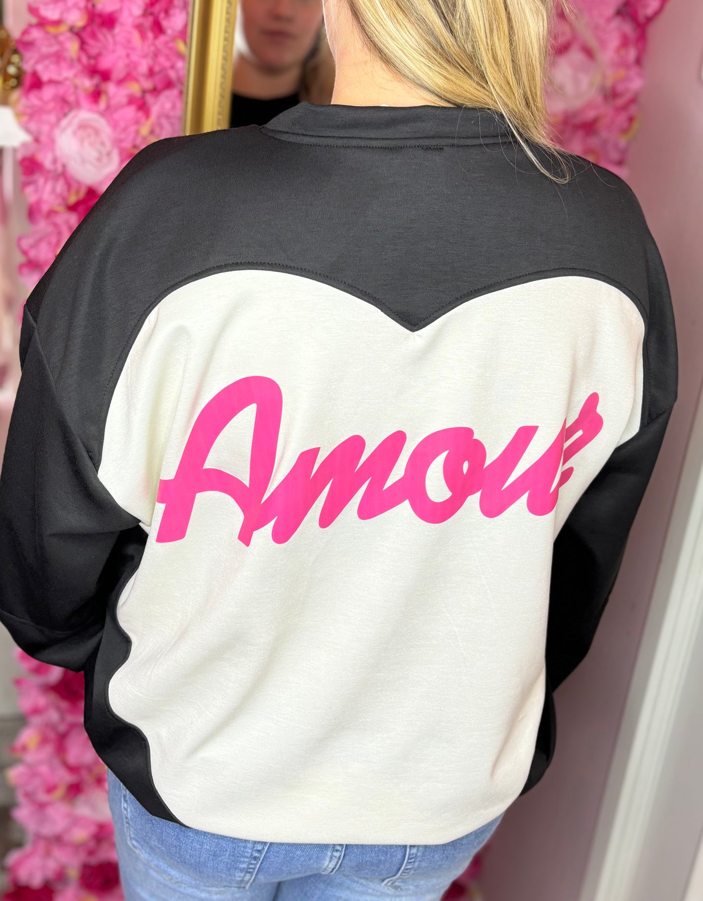 Trui Amour Zwart-Roze Plus Size Maat 44 t/m 50