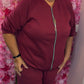 Comfy Set Cozy Zip Bordeaux Plus Size maat 46 t/m 50