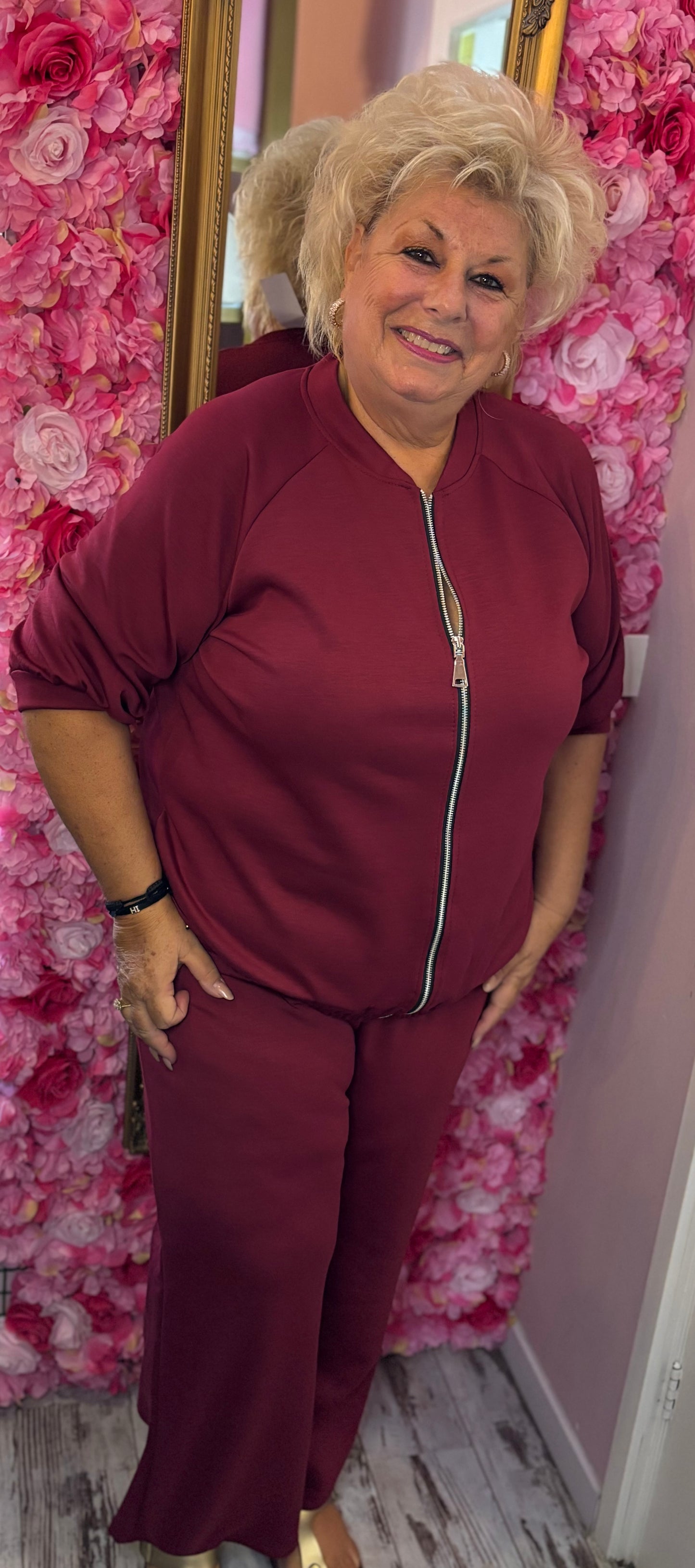 Comfy Set Cozy Zip Bordeaux Plus Size maat 46 t/m 50