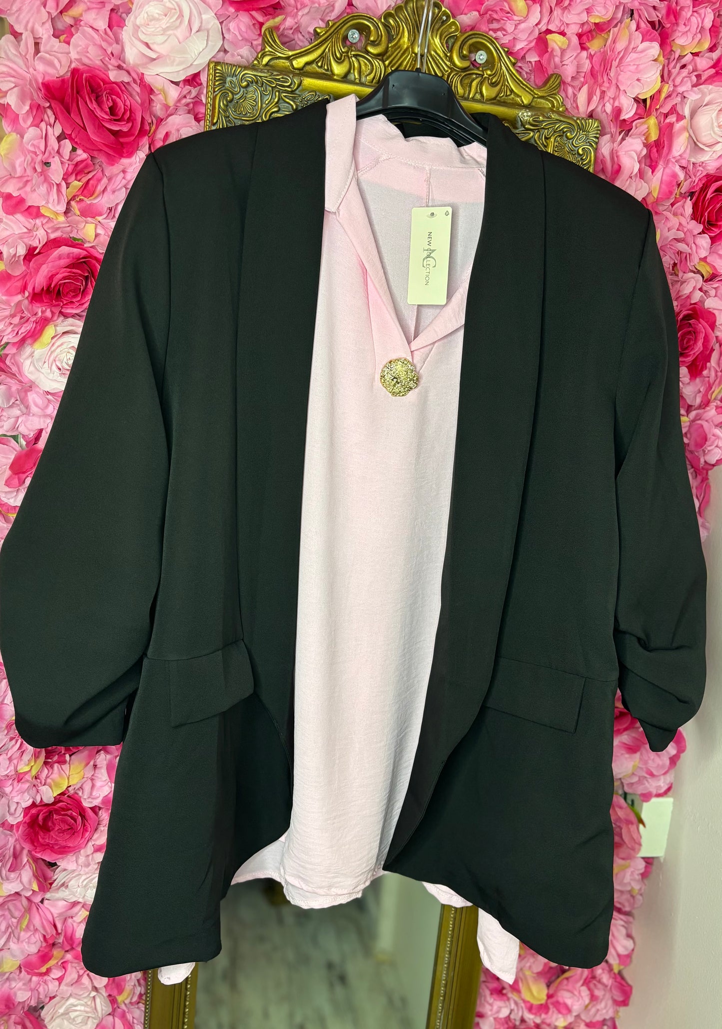 Blazer Basic Zwart Plus Size Maat 44 t/m 50