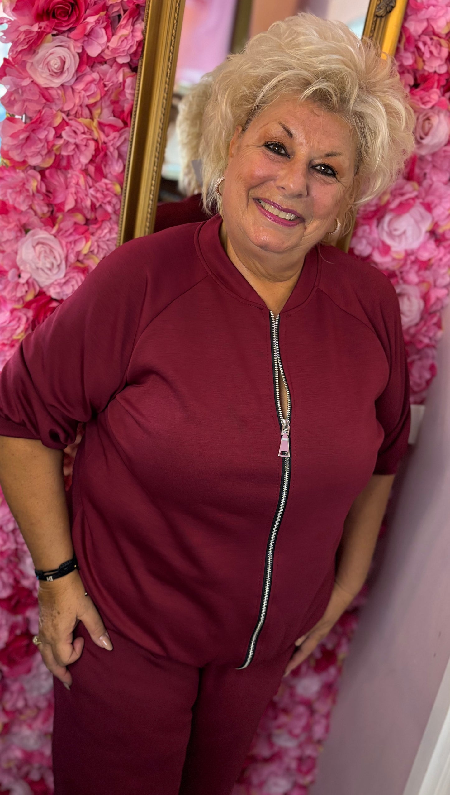 Comfy Set Cozy Zip Bordeaux Plus Size maat 46 t/m 50