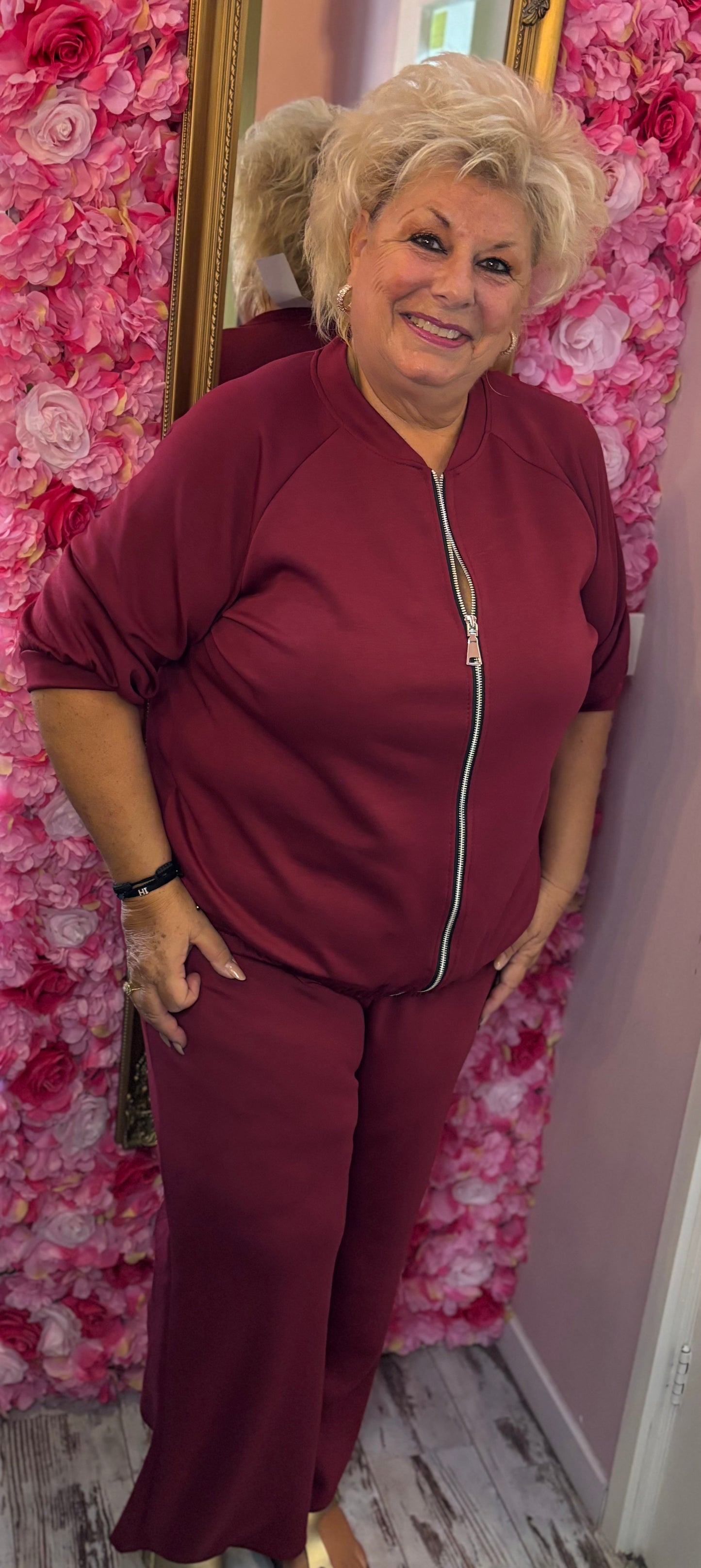 Comfy Set Cozy Zip Bordeaux Plus Size maat 46 t/m 50