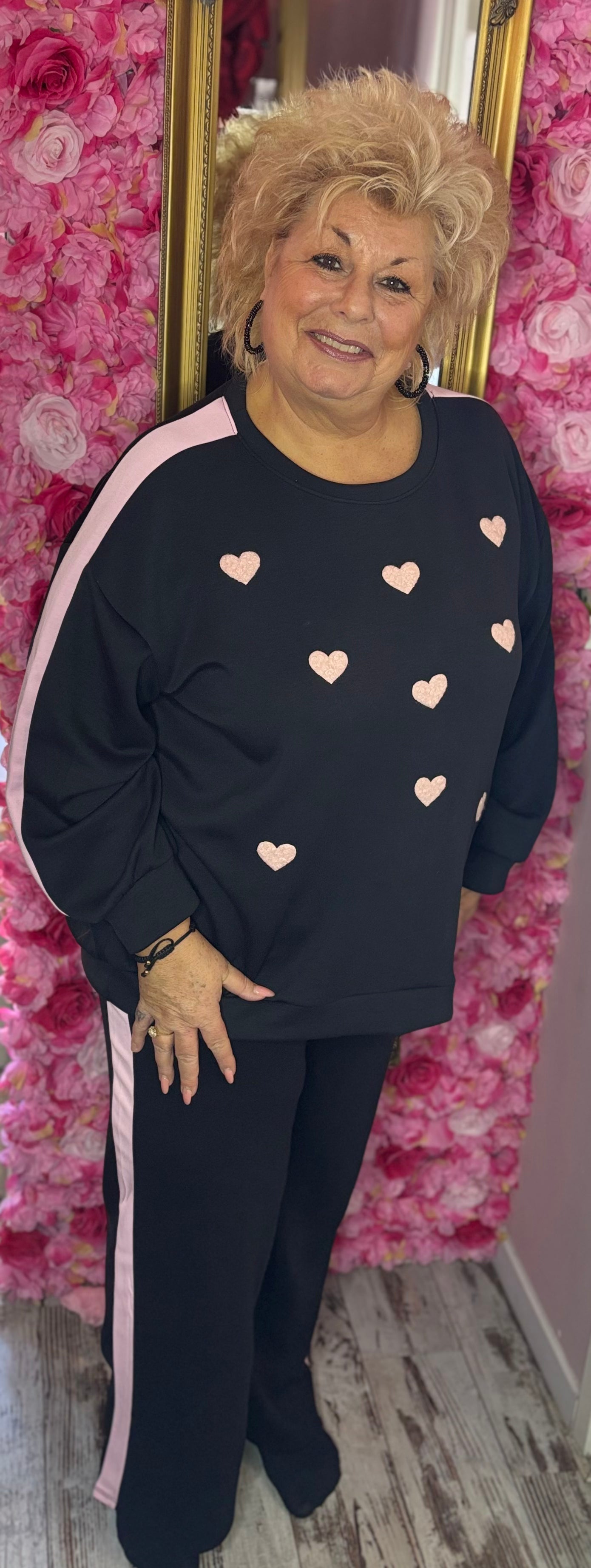 Comfy Set Heart Zwart Plus Size maat 46 t/m 54